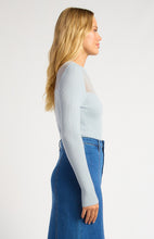 Load image into Gallery viewer, Sheer Stripe Textured Neckline Long Sleeve Knit Top
