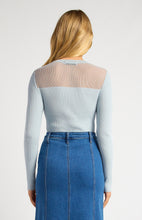 Load image into Gallery viewer, Sheer Stripe Textured Neckline Long Sleeve Knit Top
