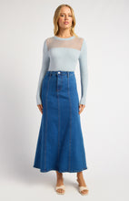 Load image into Gallery viewer, Sheer Stripe Textured Neckline Long Sleeve Knit Top
