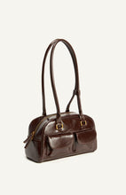 Load image into Gallery viewer, Patent Vegan Leather East West Shoulder Bag with Double Pockets

