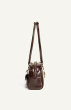 Load image into Gallery viewer, Patent Vegan Leather East West Shoulder Bag with Double Pockets
