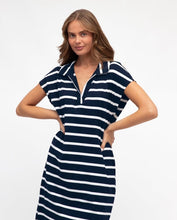 Load image into Gallery viewer, Navy and White Collared Dress
