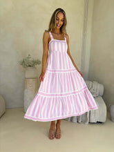 Load image into Gallery viewer, Cleo Stripe Tie Maxi - Light Orchid Stripe
