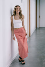 Load image into Gallery viewer, Gingham check a-line maxi skirt red/white
