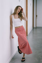 Load image into Gallery viewer, Gingham check a-line maxi skirt red/white
