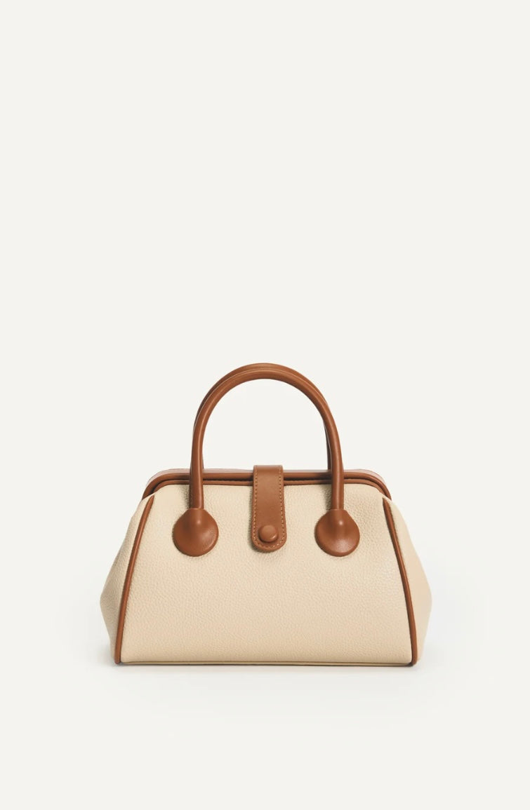 CAMILLE HANDLE BAG - ALMOND CARAMEL