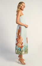 Load image into Gallery viewer, Strapless Placement Print Floral A-Line Midi Dress
