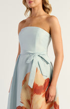 Load image into Gallery viewer, Strapless Placement Print Floral A-Line Midi Dress
