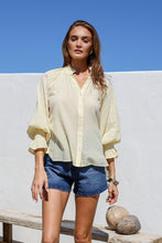 Load image into Gallery viewer, Sorrento Stripe Cuff Shirt - Lemon and White
