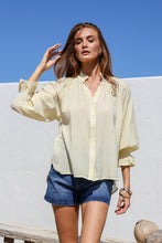 Load image into Gallery viewer, Sorrento Stripe Cuff Shirt - Lemon and White
