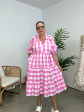 Load image into Gallery viewer, ROSETTE GINGHAM-PINK Dress
