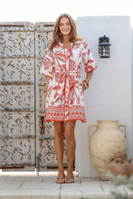 Load image into Gallery viewer, White and Orange Tropical Print Dress
