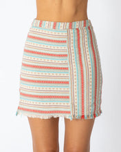 Load image into Gallery viewer, BEIGE STRIPE FRAYED HEM MINI SKIRT
