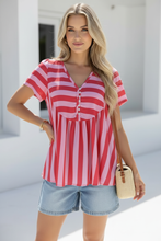 Load image into Gallery viewer, Stripe Blouse : Red and Pink
