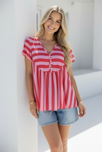 Load image into Gallery viewer, Stripe Blouse : Red and Pink
