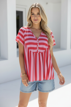 Load image into Gallery viewer, Stripe Blouse : Red and Pink
