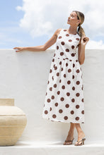 Load image into Gallery viewer, Polka Dot Cotton Dress - White / Chocolate
