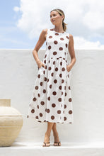 Load image into Gallery viewer, Polka Dot Cotton Dress - White / Chocolate

