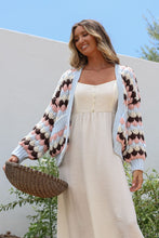 Load image into Gallery viewer, Tellulah Chunky Knit Cardigan- Chocolate/ Blue
