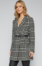 Load image into Gallery viewer, Houndstooth Faux Wool Coat with Contrast Belt
