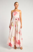 Load image into Gallery viewer, Floral Strapless Maxi Dress With Waist Tie

