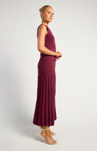 Load image into Gallery viewer, Knit Pleated A-Line Skirt - Merlot
