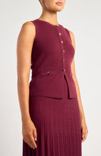 Load image into Gallery viewer, Gold Button Knit Vest - Merlot
