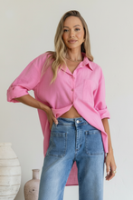 Load image into Gallery viewer, Cotton Linen Oversize Shirt | Pink

