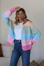 Load image into Gallery viewer, Cali Stripe Cardigan - Sage/ blue/ pink
