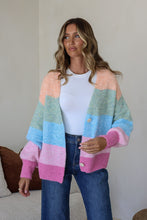 Load image into Gallery viewer, Cali Stripe Cardigan - Sage/ blue/ pink
