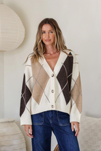 Load image into Gallery viewer, Argyle Button Cardigan - Cream
