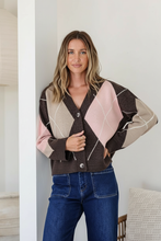 Load image into Gallery viewer, Argyle Cardigan- Bush / Chocolate
