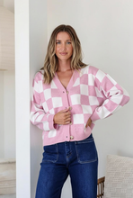 Load image into Gallery viewer, Monte Check Cardigan/ Pink and White
