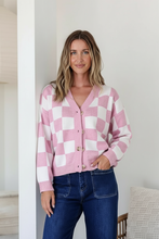 Load image into Gallery viewer, Monte Check Cardigan/ Pink and White
