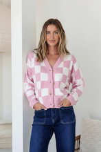 Load image into Gallery viewer, Monte Check Cardigan/ Pink and White
