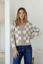 Load image into Gallery viewer, Monte Check Cardigan - Tan and White
