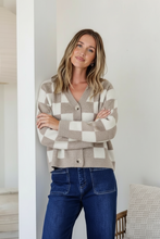 Load image into Gallery viewer, Monte Check Cardigan - Tan and White
