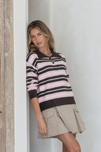 Load image into Gallery viewer, Villa Collar Knit Jumper- Pink / Choc
