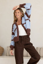 Load image into Gallery viewer, Sunset Chunky Knit Cardi - Blue / Chocolate
