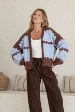Load image into Gallery viewer, Sunset Chunky Knit Cardi - Blue / Chocolate

