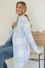 Load image into Gallery viewer, Kentucky Check Coatigan- Powder Blue / White
