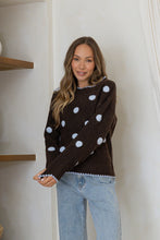 Load image into Gallery viewer, Penny Polka Knit Jumper - Chocolate / Blue
