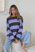 Load image into Gallery viewer, Brady Bunch Stripe Knit – Chocolate/Lilac
