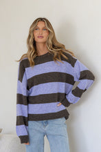 Load image into Gallery viewer, Brady Bunch Stripe Knit – Chocolate/Lilac
