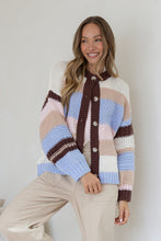 Load image into Gallery viewer, Bastille Chunky Stripe Cardigan – Chocolate/Pink/Blue
