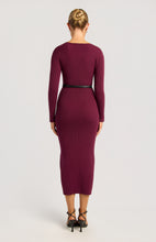 Load image into Gallery viewer, Gold Button Up Detail Knit Dress with Faux Leather Belt Accessory
