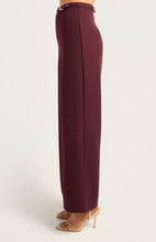 Load image into Gallery viewer, Gold Buckle Belt Detail Straight Leg Pants - Burgundy
