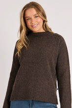 Load image into Gallery viewer, Mock Neck Seam Detail Jumper - Dark Chocolate
