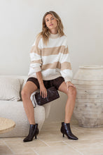 Load image into Gallery viewer, Stripe High Neck Tilly Knit | Oatmeal/Whiteoio
