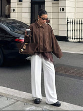 Load image into Gallery viewer, Faux Suede Balloon Hem Bomber Jacket- Chocolate
